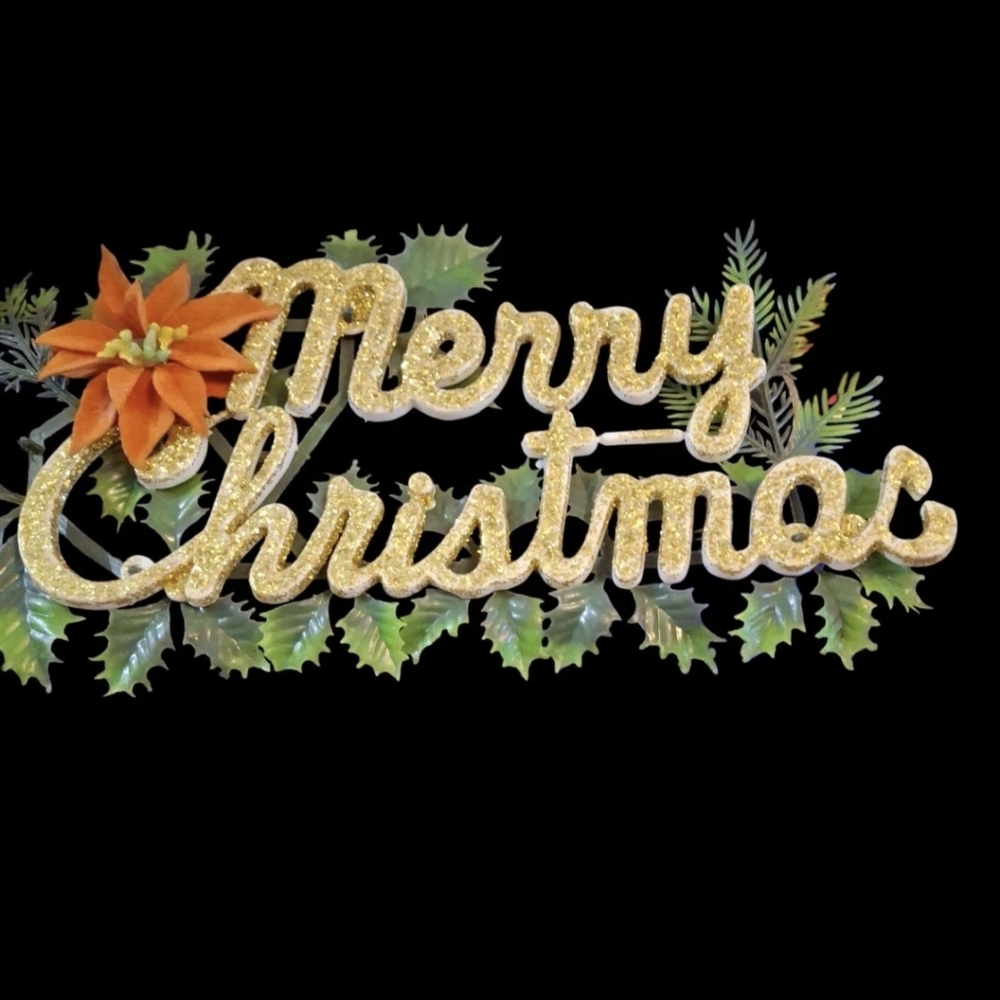 Gold Merry Christmas Vintage Wall Hanging